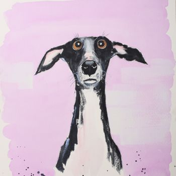 Peinture intitulée "Pink dog" par Artem Pavlyukov, Œuvre d'art originale, Aquarelle