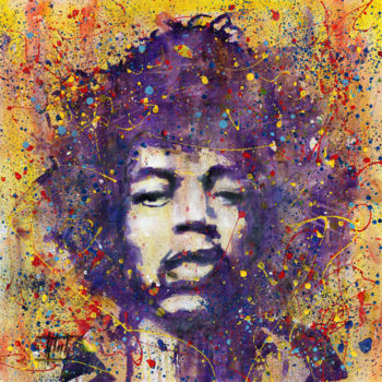 Ζωγραφική με τίτλο "Jimi Hendrix" από Jaroslaw Glod, Αυθεντικά έργα τέχνης, Ακρυλικό