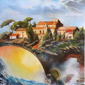 Painting titled "LES EAUX DU MAS" by Ma, Original Artwork, Oil