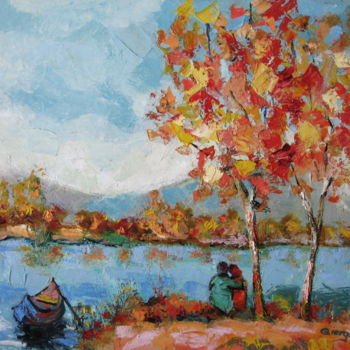 Pintura titulada "The Edge of Lake -…" por Gheorghe Iergucz, Obra de arte original, Oleo