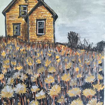 Painting titled "Yellow house..." by Daciana, Original Artwork, Acrylic