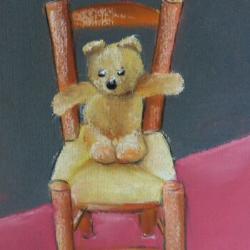 Drawing titled "Petit Ours Brun" by Isabelle Tanguy, Original Artwork, Pastel