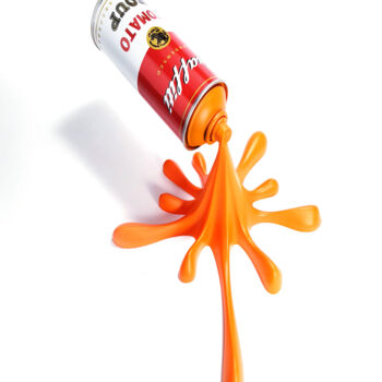 Escultura titulada "Splash It Orange" por 2fast, Obra de arte original, Acero inoxidable Montado en Metal