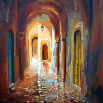 Painting titled "la medina mon amour" by Nejib Zneidi, Original Artwork, Oil