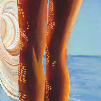 Ζωγραφική με τίτλο "Beachwalker" από Vasu Tolia, Αυθεντικά έργα τέχνης, Ακρυλικό