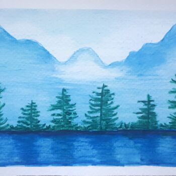 「Mountains landscape…」というタイトルの絵画 Luiza Kozich (Artkingdom7)によって, オリジナルのアートワーク, 水彩画