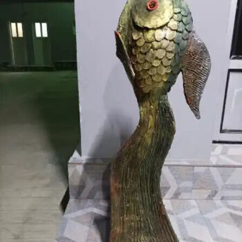Escultura titulada "Золотая рыбка" por Artmaster Gurban, Obra de arte original, Yeso