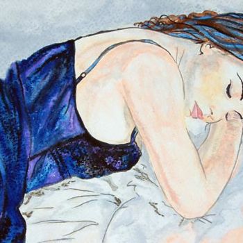 Pintura titulada "La nuisette bleue" por Michèle Defrenne, Obra de arte original, Oleo
