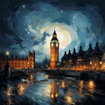「“London Night”」というタイトルのデジタルアーツ Artopia By Nickによって, オリジナルのアートワーク, デジタル絵画