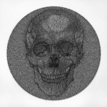 Arte textil titulada "Human Skull" por Andrey Saharov, Obra de arte original, Hilo