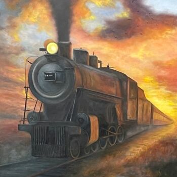 Pintura titulada "Un treno dal passato" por Natalia Caragherghi "Naty", Obra de arte original, Oleo