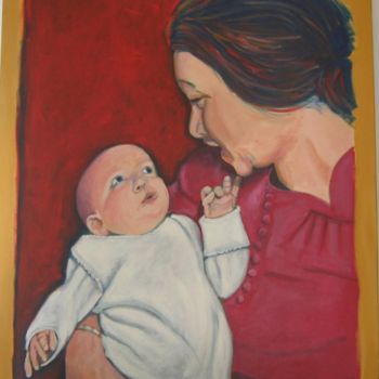 绘画 标题为“mother and child 19…” 由Tsvi Nadav Rosler, 原创艺术品