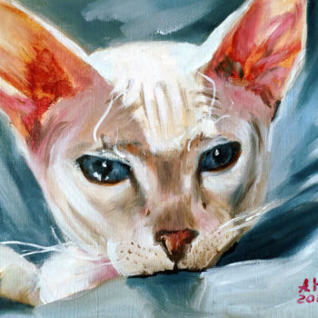 제목이 "Cat Portrait"인 미술작품 Elena Gridneva로, 원작, 기름