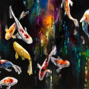 Ζωγραφική με τίτλο "Kaleidoscopic Waters" από Aryawansa Kumarasinghe, Αυθεντικά έργα τέχνης, Ακρυλικό Τοποθετήθηκε στο Ξύλιν…
