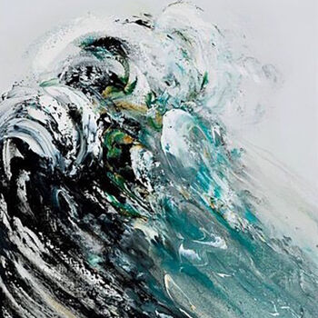 Картина под названием "Roaring Waves" - Aryawansa Kumarasinghe, Подлинное произведение искусства, Акрил Установлен на Деревя…