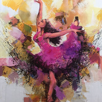 Картина под названием "Dancing Cares Away" - Aryawansa Kumarasinghe, Подлинное произведение искусства, Акрил Установлен на Д…