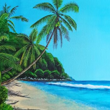 Painting titled "Palm Island" by Asma ., Original Artwork, Acrylic