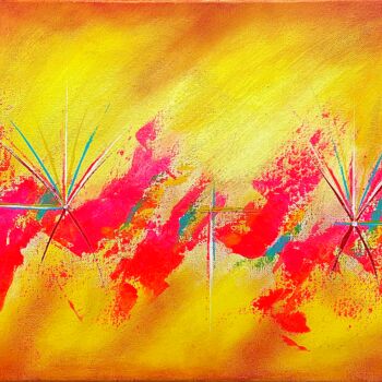 Peinture intitulée "Fireworks" par Assia Bens, Œuvre d'art originale, Acrylique