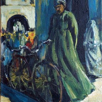 Pittura intitolato "Le jugement du vélo" da Nathalia Chipilova, Opera d'arte originale, Olio