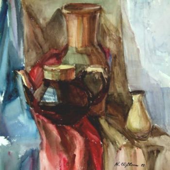 Painting titled "Nature morte à la t…" by Nathalia Chipilova, Original Artwork, Oil