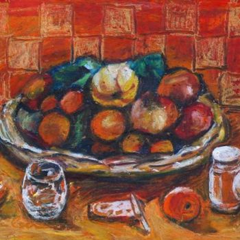 Peinture intitulée "Corbeille de fruits" par Nathalia Chipilova, Œuvre d'art originale, Acrylique