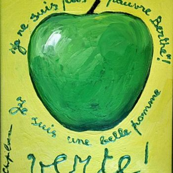 Painting titled "Belle pomme verte" by Nathalia Chipilova, Original Artwork, Acrylic