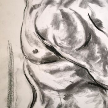 Dessin intitulée "Etude du torse masc…" par Nathalia Chipilova, Œuvre d'art originale, Fusain