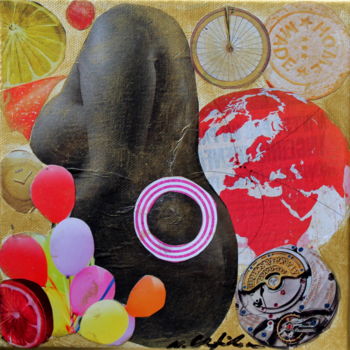 Collages getiteld "Madame O 1" door Nathalia Chipilova, Origineel Kunstwerk, Papier snijwerk