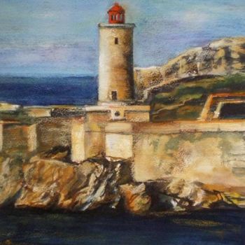 Painting titled "Chateau d'If" by Nathalia Chipilova, Original Artwork, Pastel