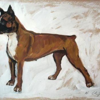 Painting titled "Boxer" by Nathalia Chipilova, Original Artwork, Acrylic