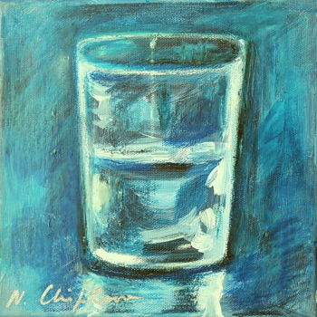 Painting titled "Verre d'eau 16" by Nathalia Chipilova, Original Artwork, Oil