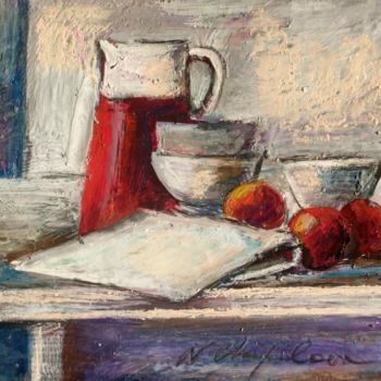 Painting titled "Cruche, pommes et b…" by Nathalia Chipilova, Original Artwork, Acrylic