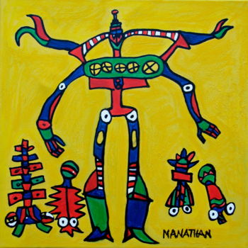 Painting titled "Robots" by Nathalia Chipilova, Original Artwork, Acrylic