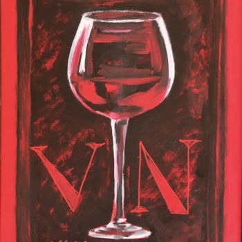 Painting titled "Verre de vin rouge" by Nathalia Chipilova, Original Artwork, Acrylic