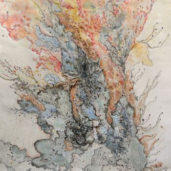 「Blowing up」というタイトルの絵画 Athanasia Karatzaによって, オリジナルのアートワーク, グワッシュ水彩画
