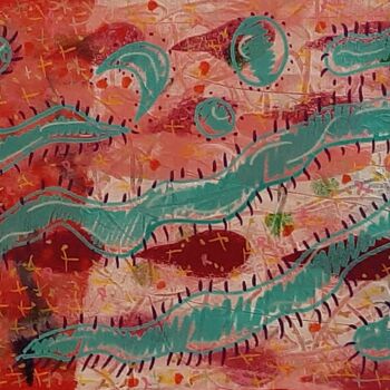 Painting titled "Poissons nippons" by Aude Peris, Original Artwork, Acrylic Mounted on Wood Stretcher frame