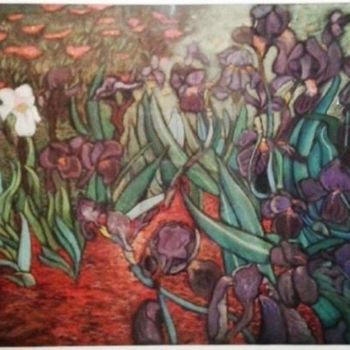 Drawing titled "Les Iris" by Mzelle Cecca Artwork, Original Artwork, Pastel