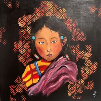 Drawing titled "Petite Vietnamienne" by Mzelle Cecca Artwork, Original Artwork, Acrylic