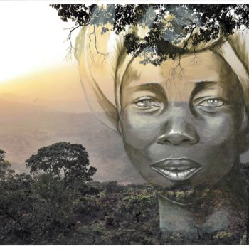 Ζωγραφική με τίτλο "Guinée Conakry" από Marion Auger, Αυθεντικά έργα τέχνης, Ακρυλικό