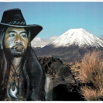 Painting titled "Maori Nouvelle Zéla…" by Marion Auger, Original Artwork, Acrylic