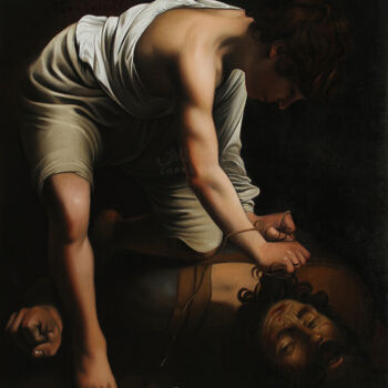 Pintura titulada "4604, David et la t…" por Aupalt, Obra de arte original, Oleo Montado en Bastidor de camilla de madera