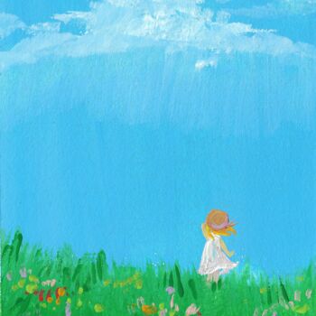「Jour de printemps」というタイトルの絵画 Aurélie Duboisによって, オリジナルのアートワーク, グワッシュ水彩画
