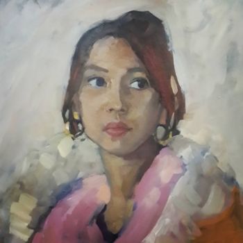 Painting titled "Портрет девушки." by Dona, Original Artwork, Oil