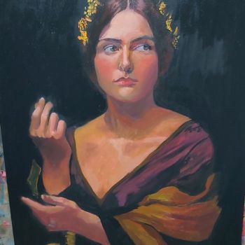 Painting titled "Portrait of a girl" by Dona, Original Artwork, Oil