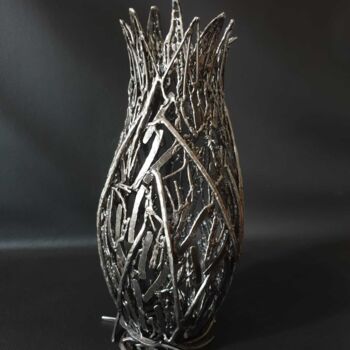 Sculpture titled "Éclosion" by Sandrine Plumard, Original Artwork, Metals