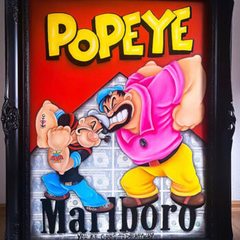 「Popeye vs. Brutus」というタイトルの絵画 Ava Moazen (ArtByAva)によって, オリジナルのアートワーク, オイル