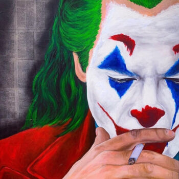 Painting titled "Smoking Joker" by Ava Moazen (ArtByAva), Original Artwork, Acrylic