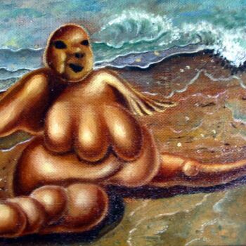 Painting titled "The inflatable Man…" by Vladimir Abaimov, Original Artwork, Oil