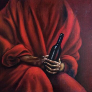 Ζωγραφική με τίτλο "Руки с бутылкой / T…" από Владимир Абаимов, Αυθεντικά έργα τέχνης, Λάδι