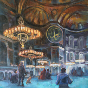 Ζωγραφική με τίτλο "Hagia Sophia in der…" από Axel Jung, Αυθεντικά έργα τέχνης, Λάδι Τοποθετήθηκε στο Ξύλινο φορείο σκελετό